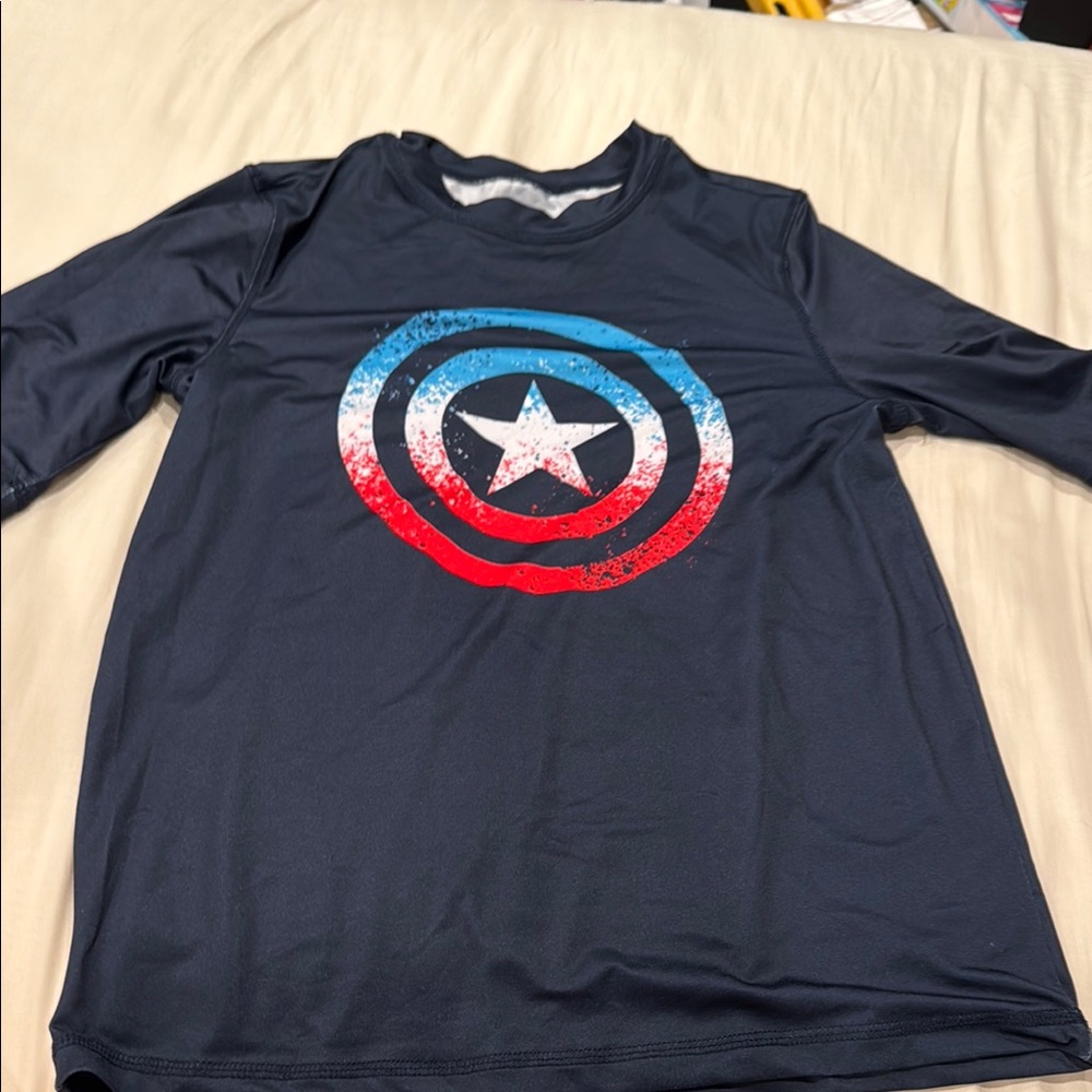 Kids Navy Blue Captain America Shirt